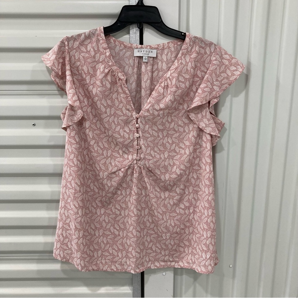Hayden Blush Leaf Print Blouse